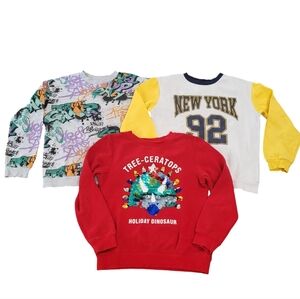 H&M Boy Sweatshirt Bundle Lot Size 8 Holiday Dinosaur Sequin Gamer Casual